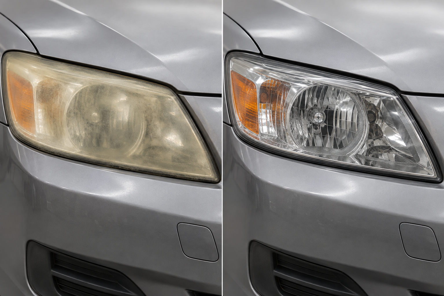 Headlight treatment — before and after